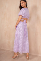 Mabel Lilac Burnout Floral Midi Dress