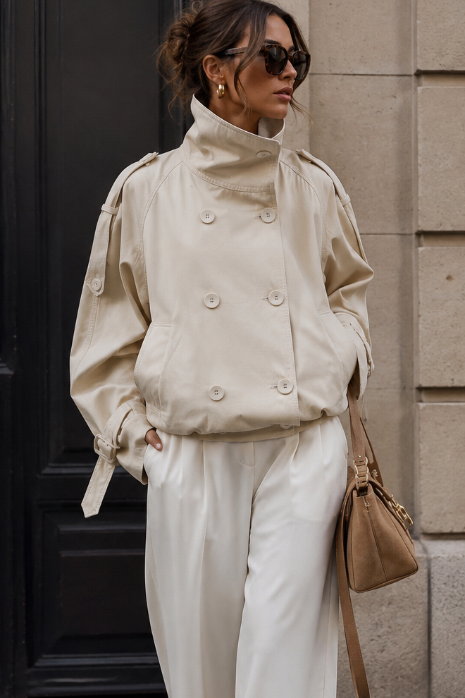 Mabel Stone Cropped Trench Coat