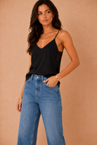 Mabyn Black Lace Detail Cami Top