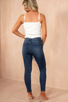 Maddie White Knit Ribbed Strappy Top