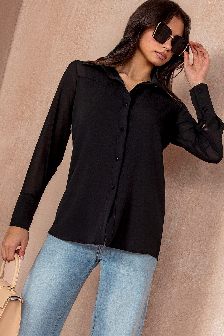 Maeve Black Chiffon Shirt –