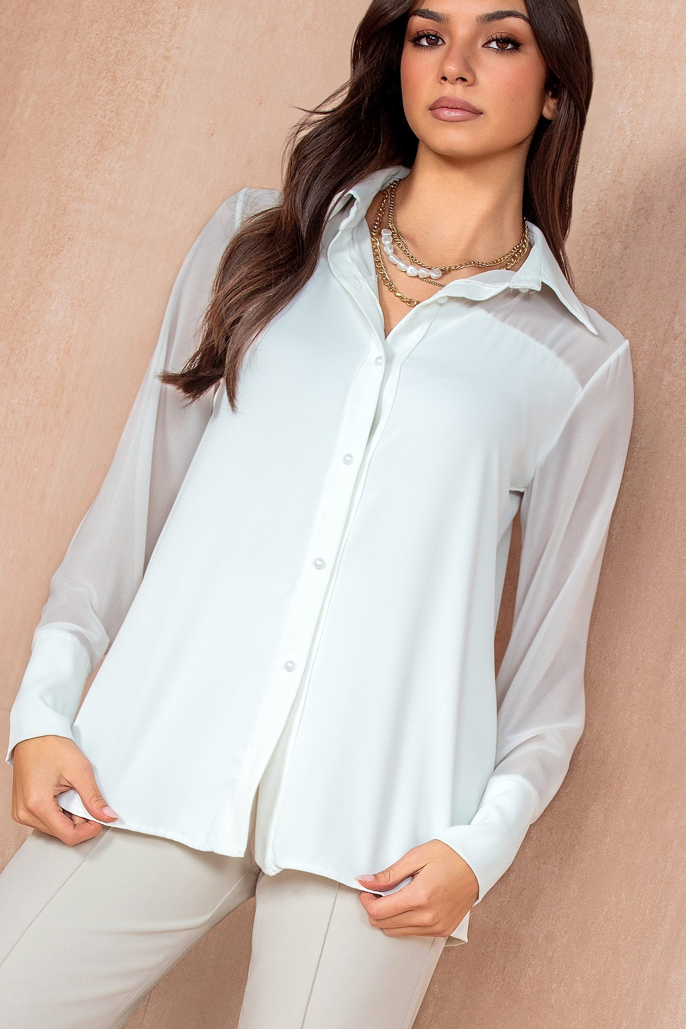 white chiffon shirt