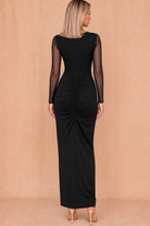 Maggie Black Diamante Mesh Sleeve Dress