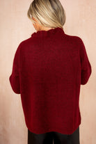 Mahira Wine Knit Frill Cardigan