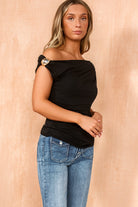 Mairead Black One Shoulder Ruched Top