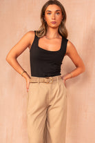 Maisie Black Square Neck Bodysuit