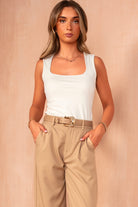 Maisie Cream Square Neck Bodysuit