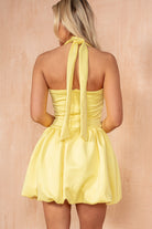 Maisy Soft Yellow Bubble Hem Mini Dress