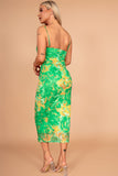 Malik Green Mesh Print Dress