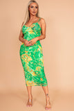 Malik Green Mesh Print Dress