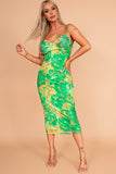 Malik Green Mesh Print Dress