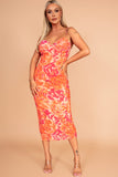 Malik Orange and Pink Mesh Print Dress