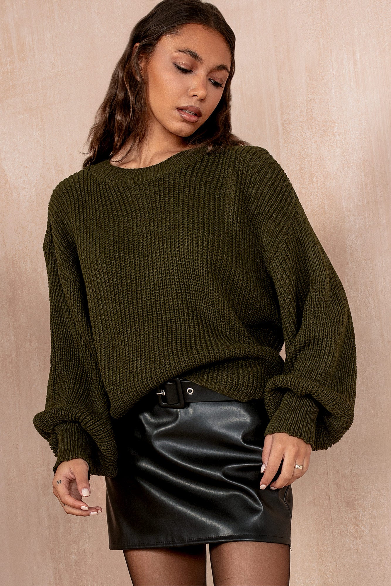 Mandy Khaki Knit Jumper