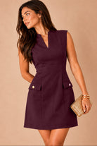 Margaret Burgundy Shoulder Padded Dress