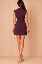 Margaret Burgundy Shoulder Padded Dress