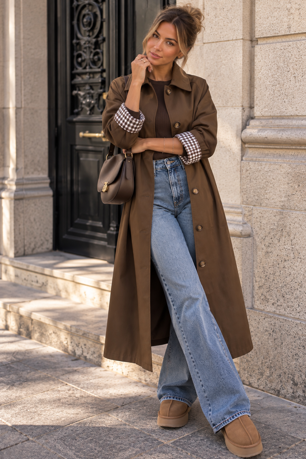 Mariah Chocolate Longline Trench Coat