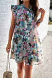 Mariah Green Chiffon Print Dress