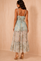 Marian Duck Egg Metallic Floral Maxi Dress