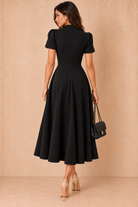 Marianna Black Tulip Sleeve Midi Dress