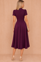 Marianna Plum Tulip Sleeve Midi Dress