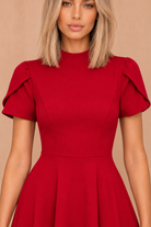 Marianna Red Tulip Sleeve Midi Dress