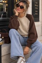 Marielle Taupe & Chocolate Fine Knit Jumper