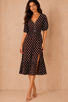 Marlee Chocolate Polka Dot Midi Dress