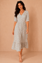 Marlee Cream Polka Dot Midi Dress