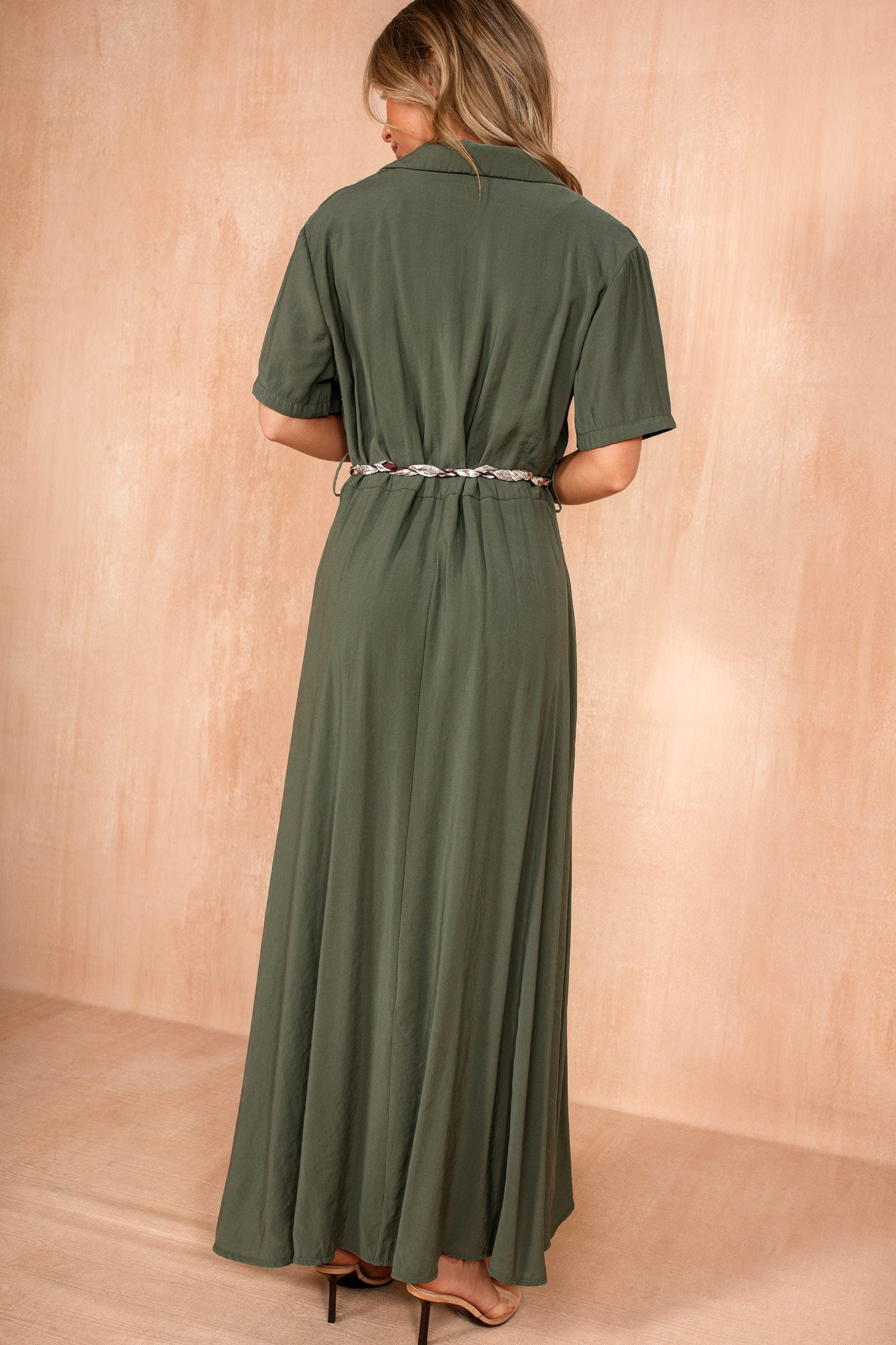 Marley Khaki Belted Maxi Dress