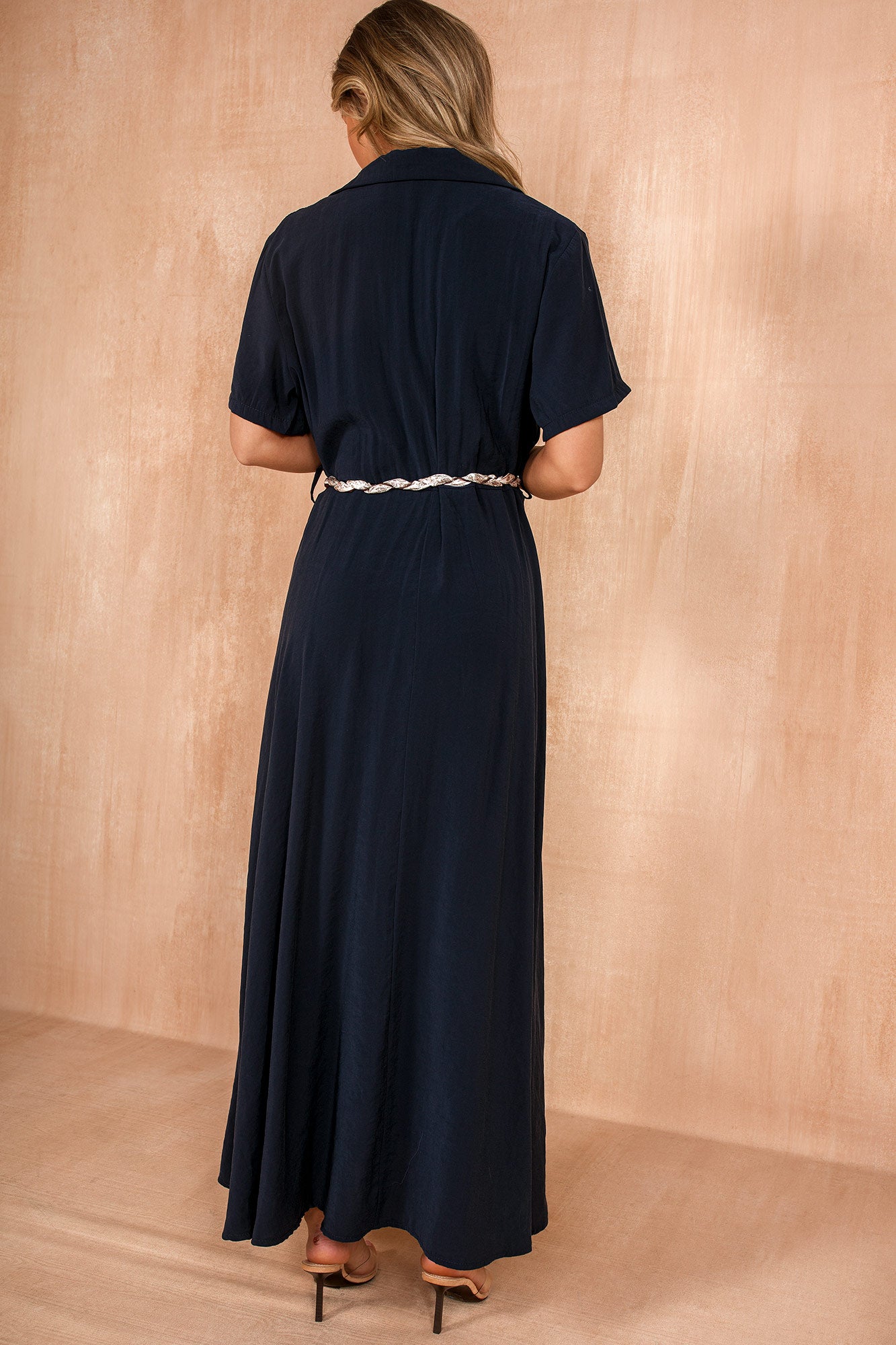 Marley Navy Belted Maxi Dress