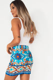 Martha Blue Printed Mini Skirt