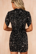 Martha Silver Velvet Sequin Ruched Dress