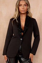 Matilda Black Sequin Lapel Blazer