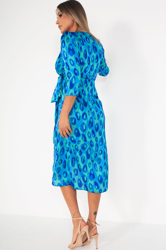 Matilda Blue Satin Printed Dress