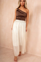 Matilda Champagne Pleated Palazzo Trousers
