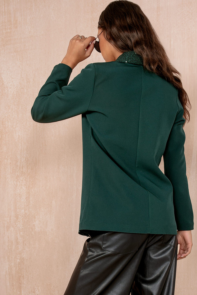 Matilda Green Sequin Lapel Blazer