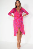Matilda Pink Satin Printed Dress