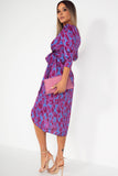 Matilda Purple Satin Printed Dress