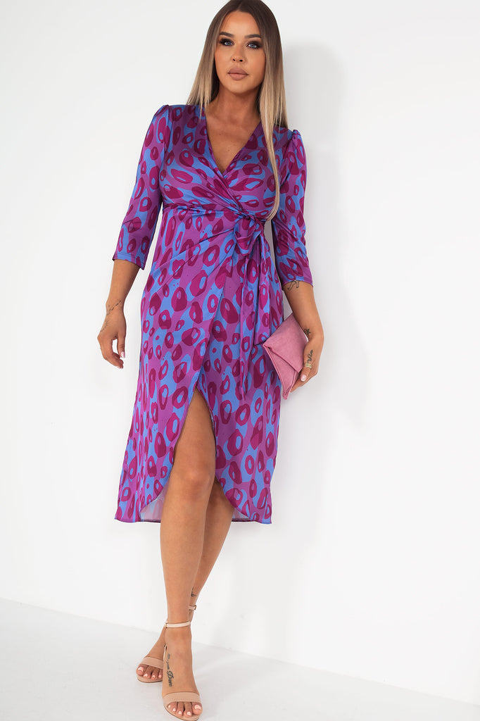 Matilda Purple Satin Printed Dress