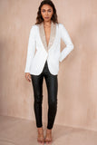 Matilda White and Gold Sequin Lapel Blazer