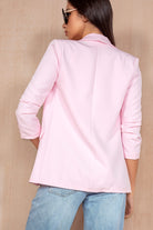 Maxine Baby Pink Ruched Sleeve Blazer