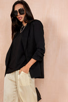 Maxine Black Ruched Sleeve Blazer