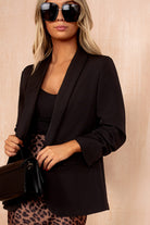 Maxine Black Ruched Sleeve Blazer