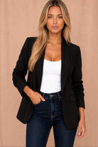 Maxine Black Ruched Sleeve Blazer