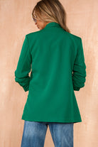Maxine Green Ruched Sleeve Blazer