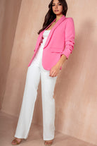 Maxine Bubble Gum Pink Ruched Sleeve Blazer