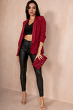 Maxine Burgundy Ruched Sleeve Blazer