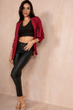 Maxine Burgundy Ruched Sleeve Blazer