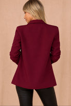 Maxine Burgundy Ruched Sleeve Blazer