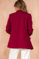 Maxine Burgundy Ruched Sleeve Blazer